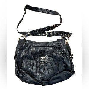 JUNIOR DRAKE Black Leather Satchel “Maria” Bag